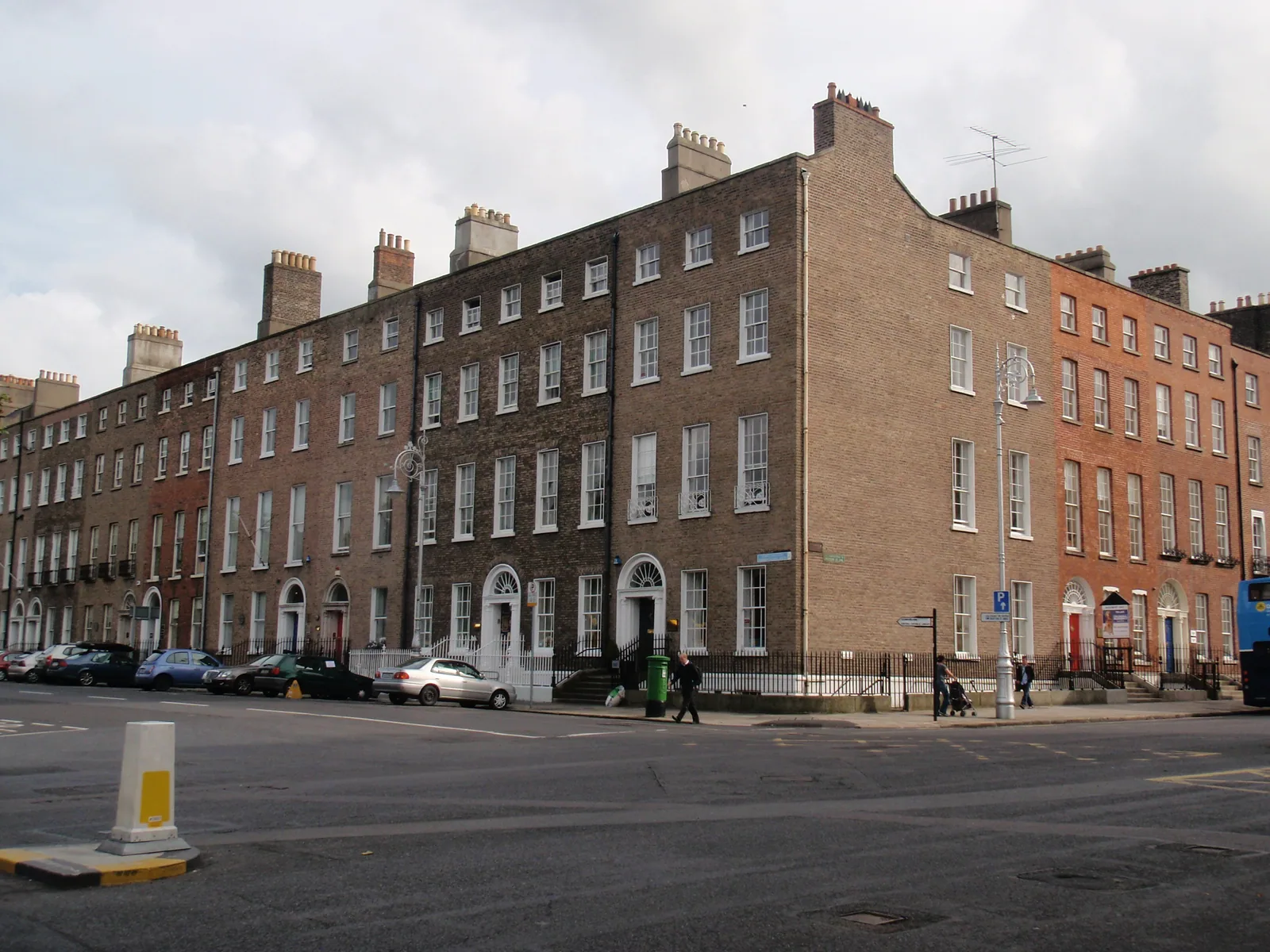 Georgian terraced houses and fanlight doorways at Merrion Square, Dublin